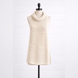 Free People - Sz. XS - Northern Lights Knit Sweater Vest Ivory Open Weave Tunic